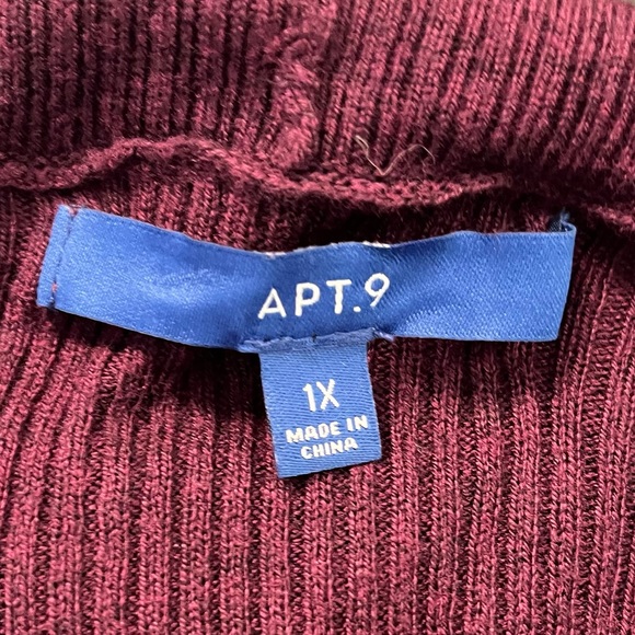 Apt. 9 Open Cardigan Sweater 1X Purple Ridged Tight Knit Long Sleeved - Picture 3 of 6